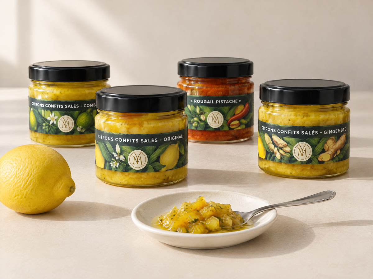 Les condiments de la gamme : citrons confits salés et rougail « pistache » Image