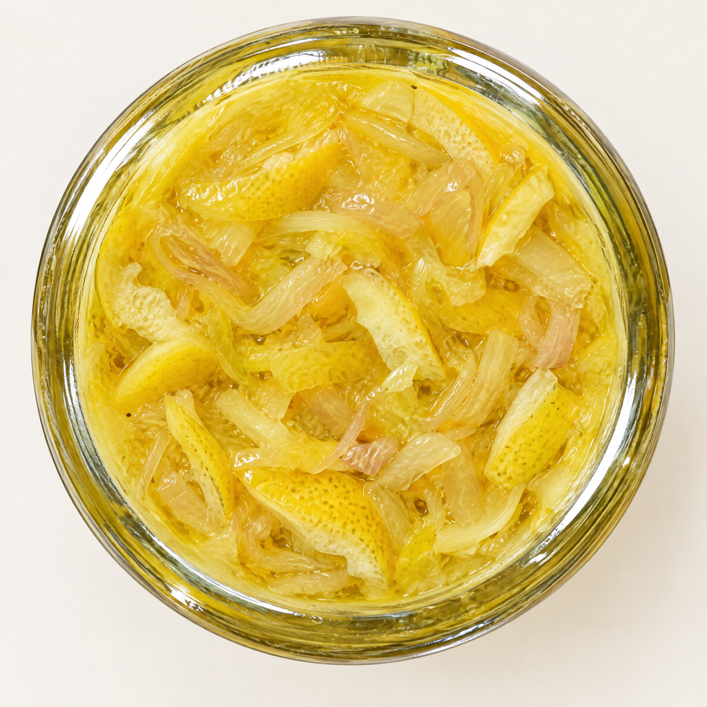 Les citrons confits salés-sucrés vus par le fond du pot